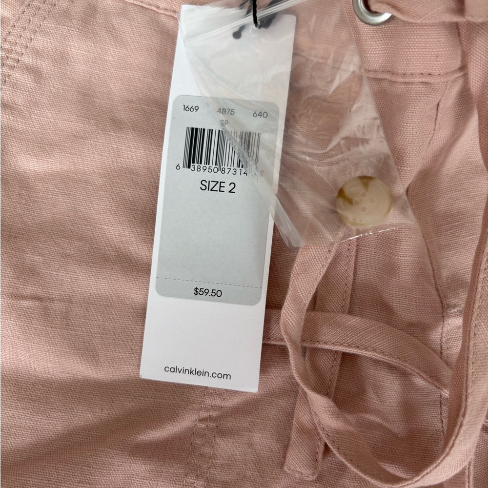 NWT Calvin Klein Women’s Linen Blend Shorts Light Pink Size 2 - Picture 4 of 6